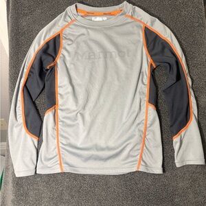 Marmot Light Gray and Dark Gray Performance Shirt with Orange Trim